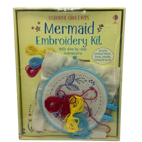 Usborne Craft Kits Mermaid Embroidery Kit 7+ Needle Thread Book Hoop NEW - Picture 1 of 2